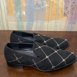 Stacy Adam Studly 254321-001 Black Velvet Metallic Stud Slip on Loafer Mens 11